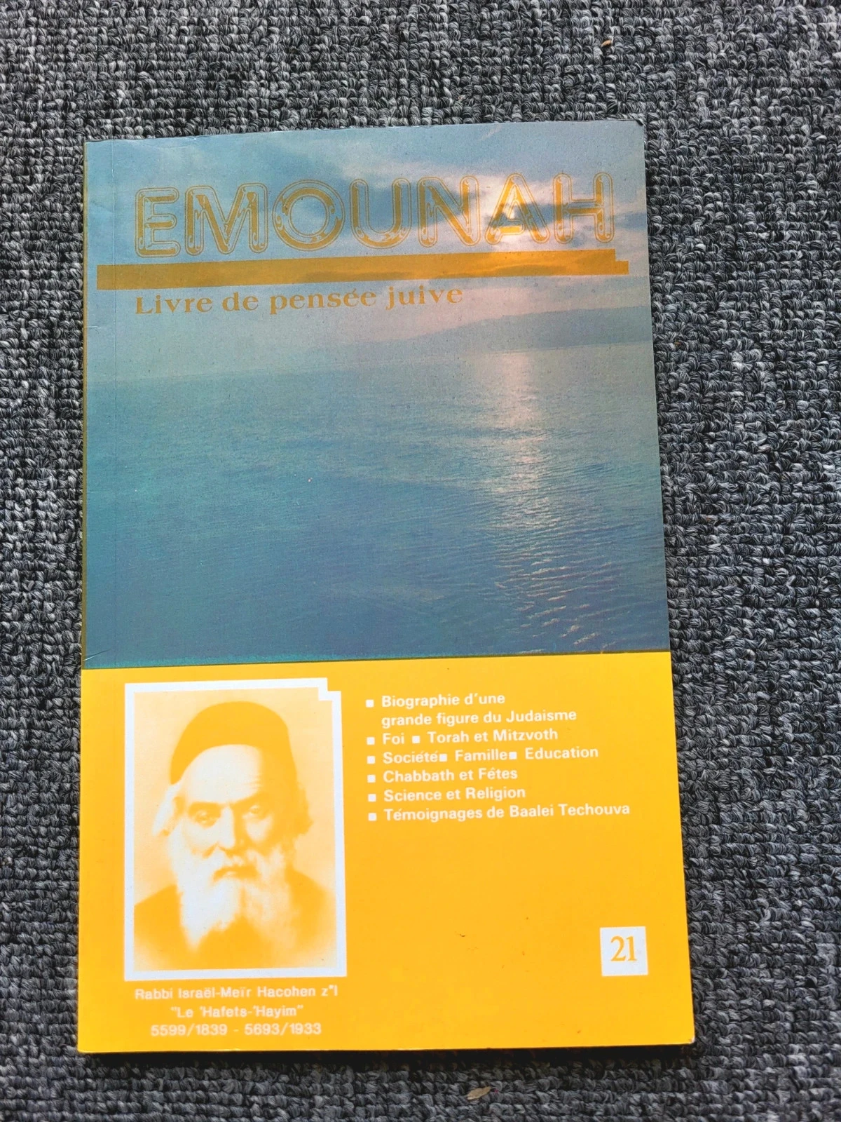 Livre Emounah n° 21 : Pensée juive, Torah, Judaïsme (Hafets Haïm) - Rare